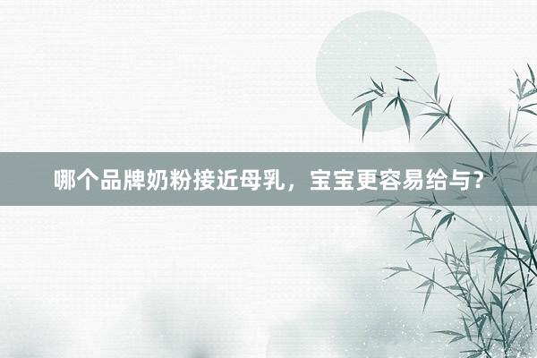 哪个品牌奶粉接近母乳，宝宝更容易给与？